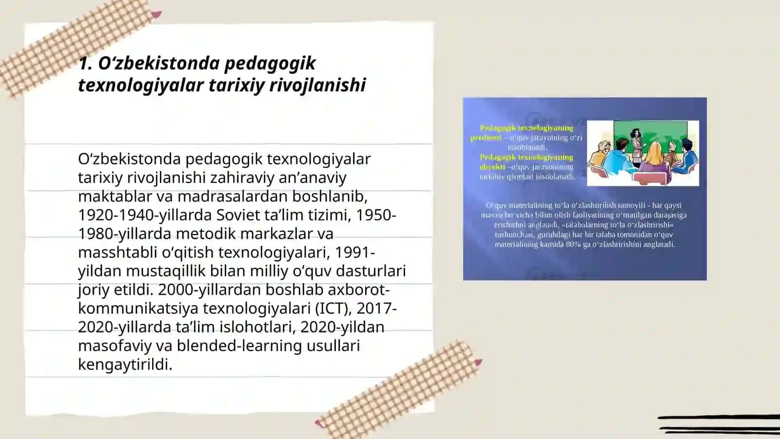 Oʻzbekistonda pedagogik texnologiyalar tarixiy rivojlanishi 3