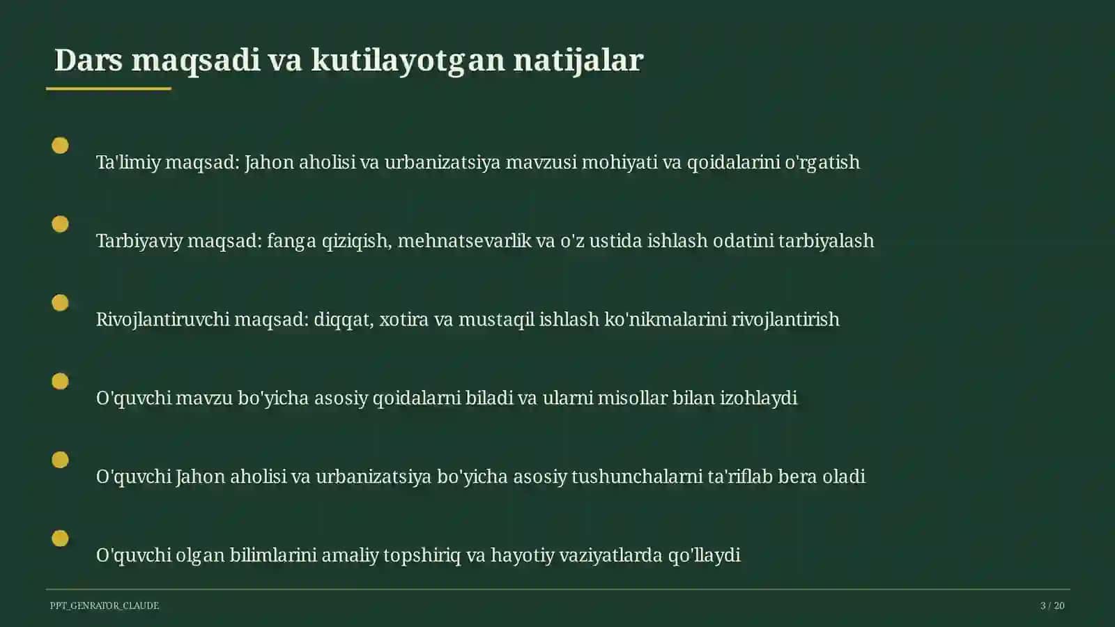 Jahon aholisi va urbanizatsiya (10-sinf) 3