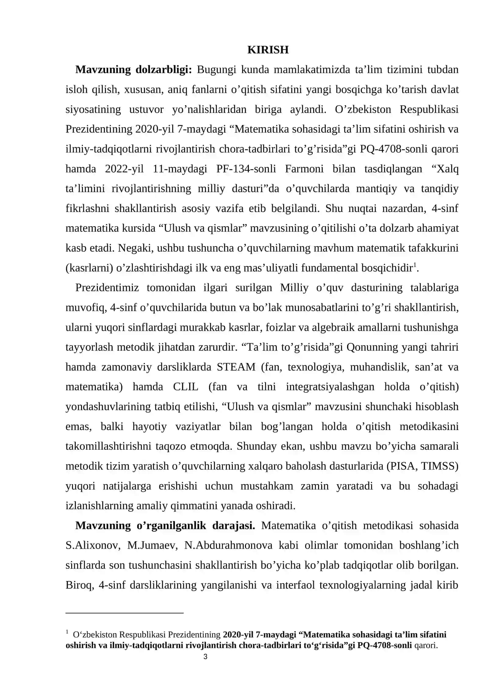 4-sinf matematika darslarida ulush va qismlarni o’rgatish metodikasi kurs ishi 3