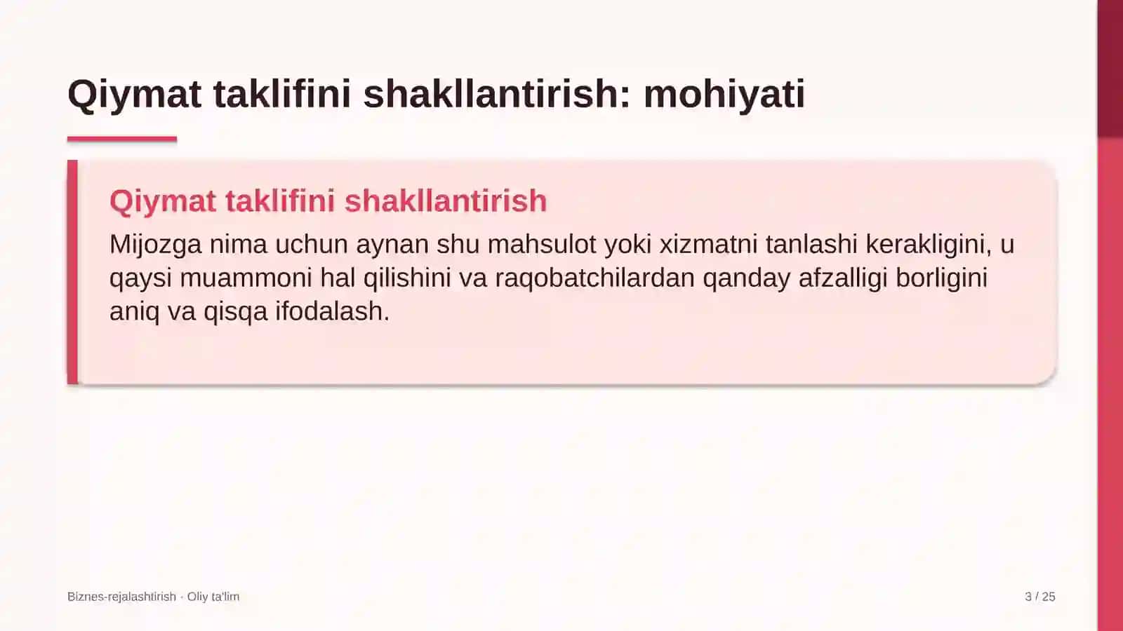 xolding kompaniyalarida qiymat taklifini shakllantirish 7206 3