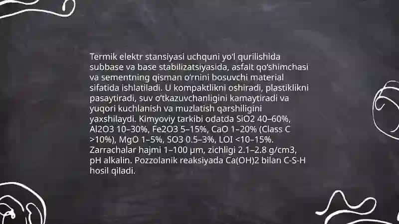Yo‘l qurilishida qo‘llaniladigan mineral kukunlar va ularning kimyoviy xossalari 3