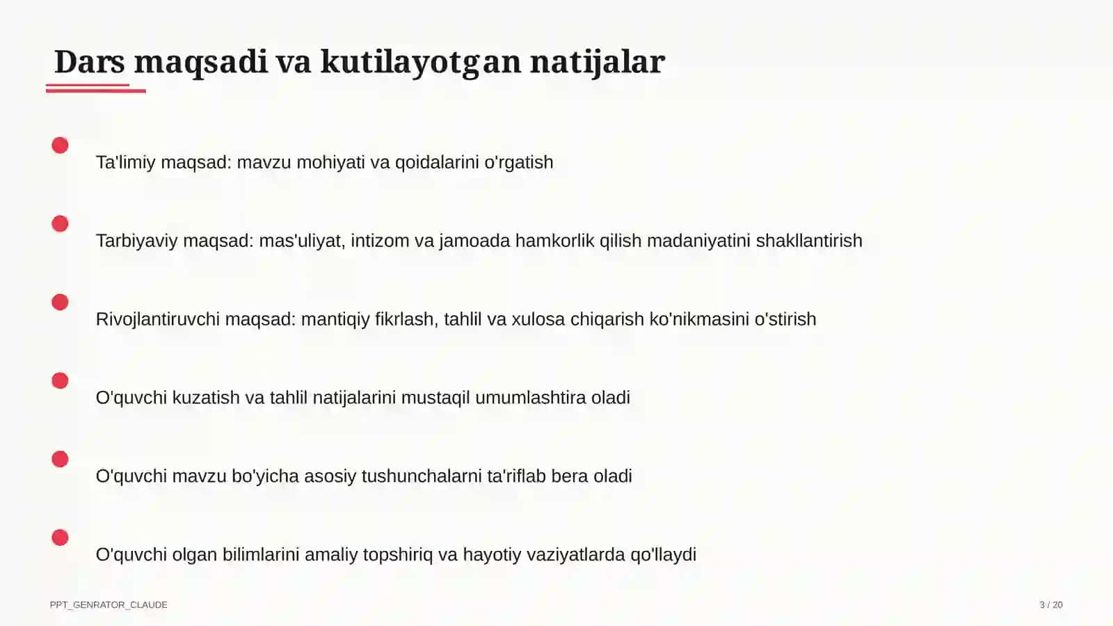 Dars rejasi 3