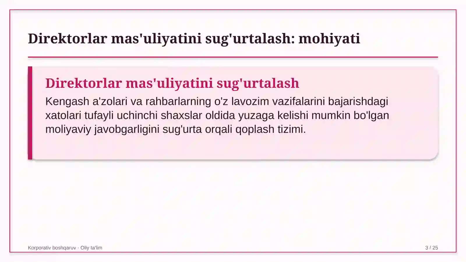 Reyting agentliklarida direktorlar mas'uliyatini sug'urtalash 3