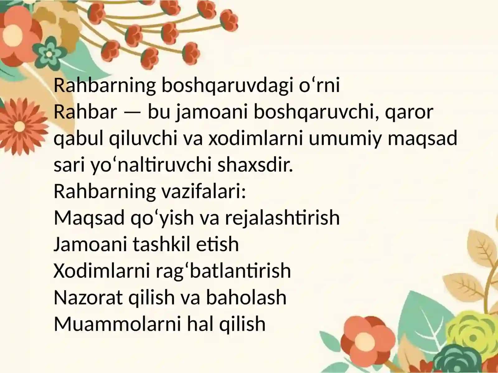 Rahbar tomonidan boshqaruvharakati 3
