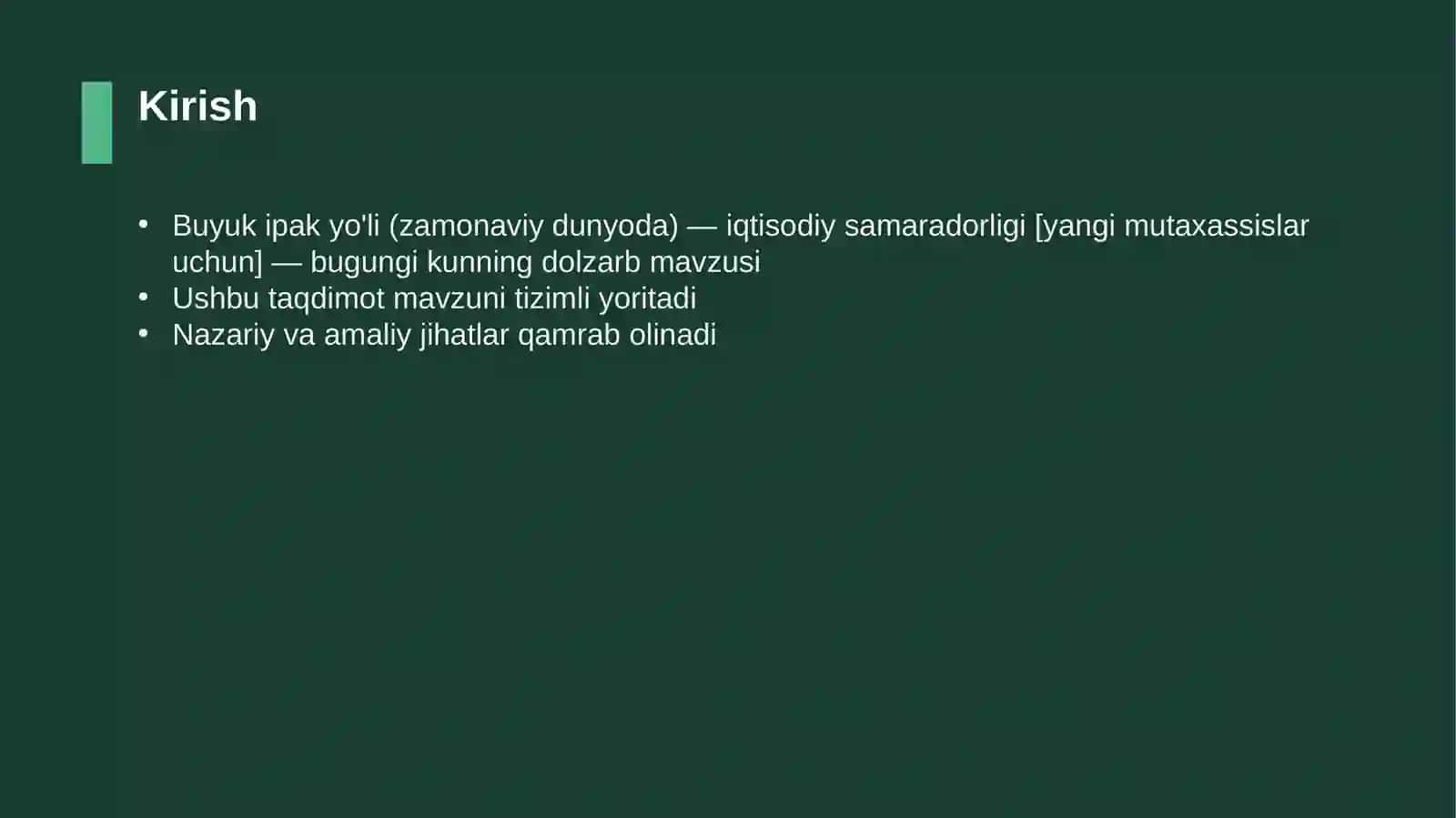 Buyuk ipak yo'li (zamonaviy dunyoda) — iqtisodiy samaradorligi [yangi mutaxassislar uchun] 3