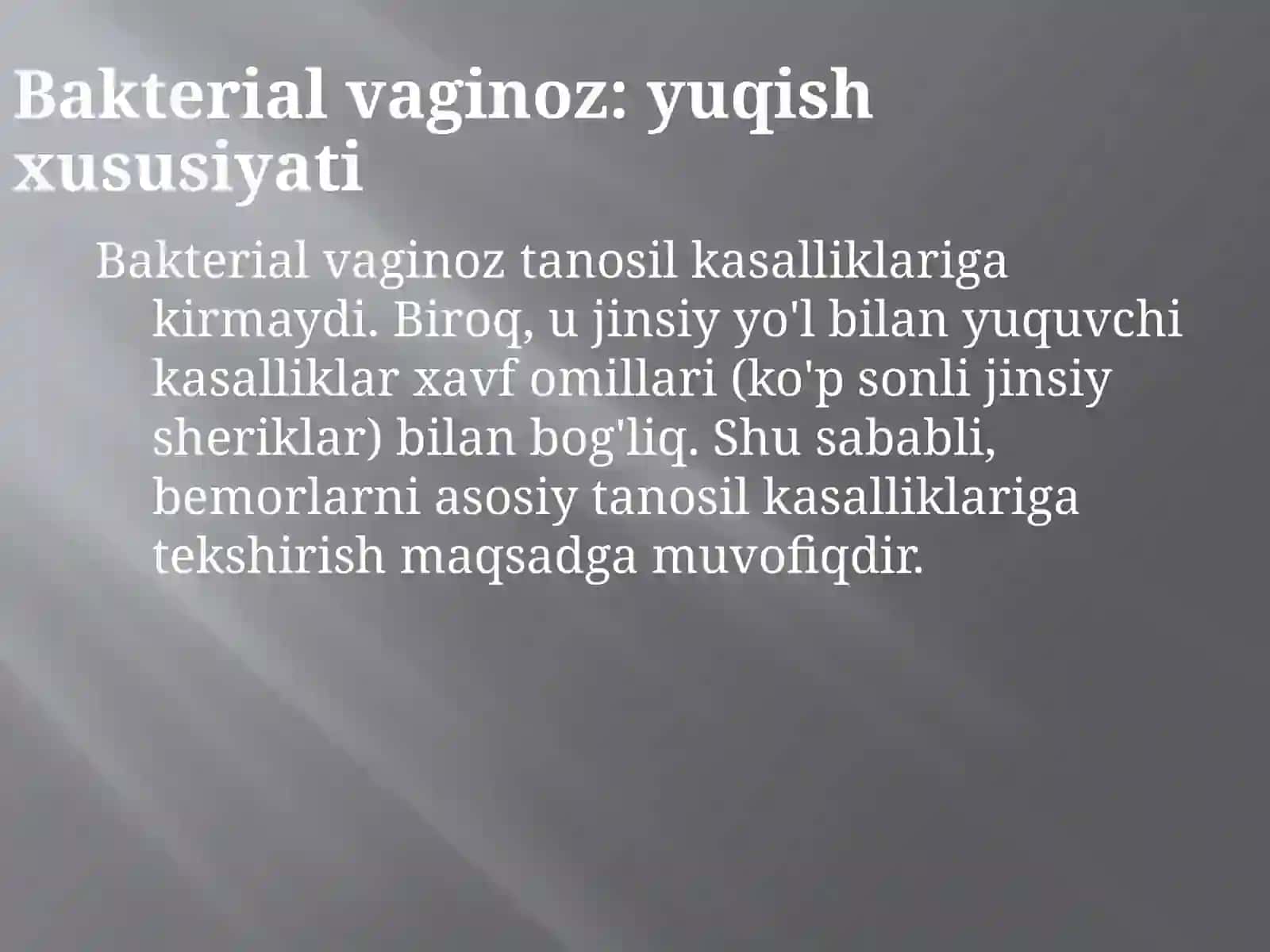 Bakterial vaginoz sabablari va davolash 3