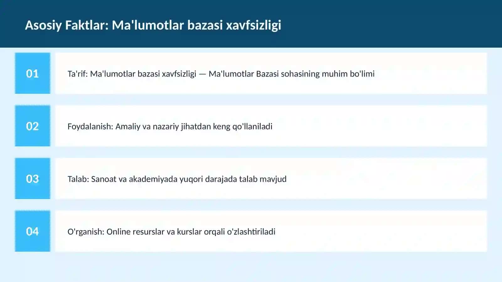 Mavzuga Kirish — Ma'lumotlar bazasi xavfsizligi 3