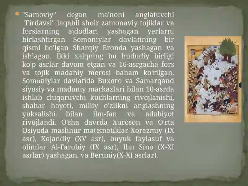 Firdavsyning Shohnoma asari 3