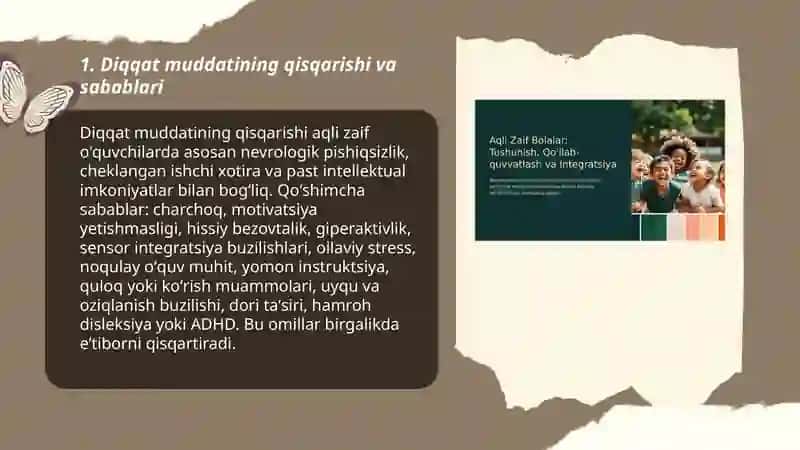 Aqli zaif o'quvchilar diqqatining o'ziga xos xususiyati 3
