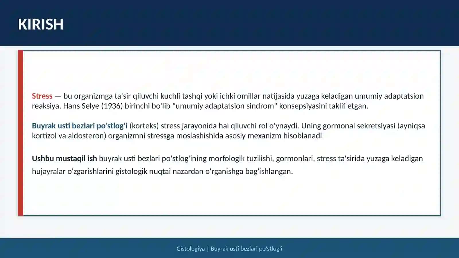 Stress holatida buyrak usti bezlari po'slog'i gormonlarining roli va hujayralarining morfologik ko'rinishlari 3
