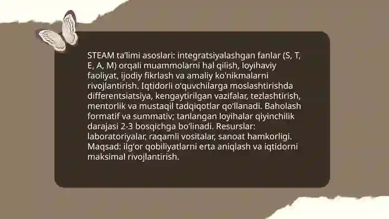 STEAM taʼlimi iqtidorli oʻquvchilarni oʻqitish 3