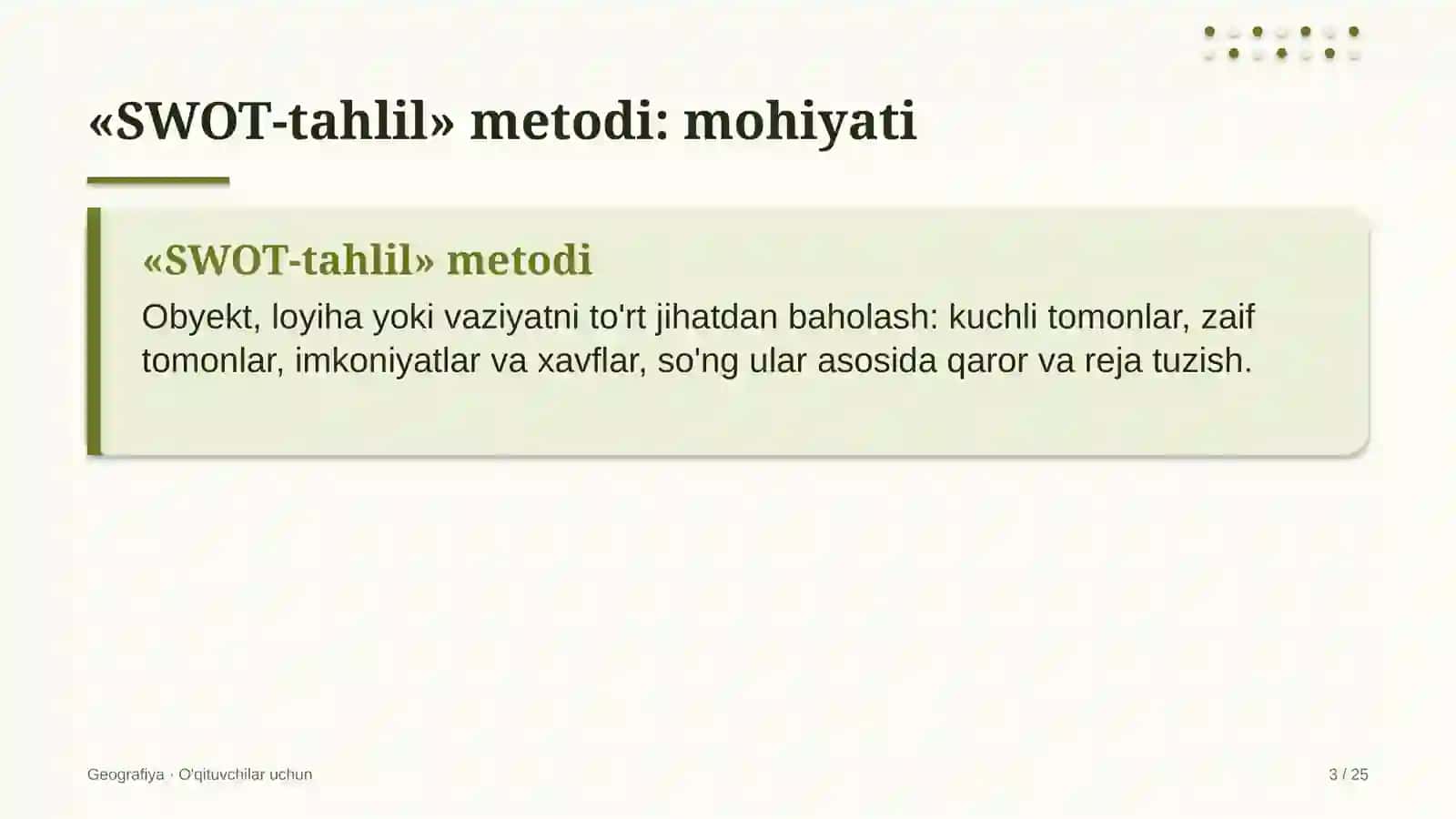 geografiya darslarida swot tahlil metodidan foydalanish 8176 3