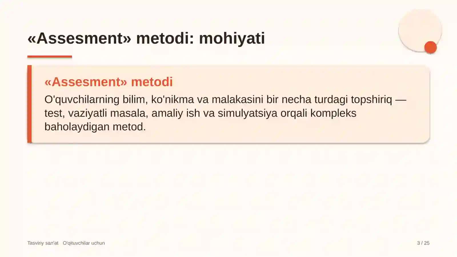 tasviriy san'at darslarida assesment metodidan foydalanish 5440 3