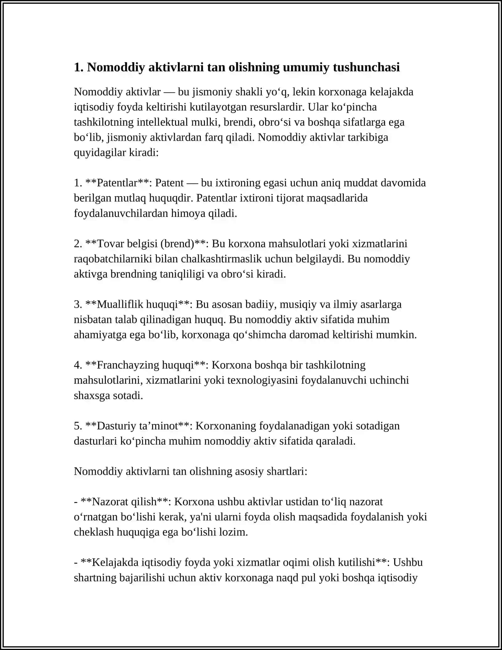 XALQARO STANDARTLAR ASOSIDA NOMODDIY AKTIVLARNI TAN OLISH 3