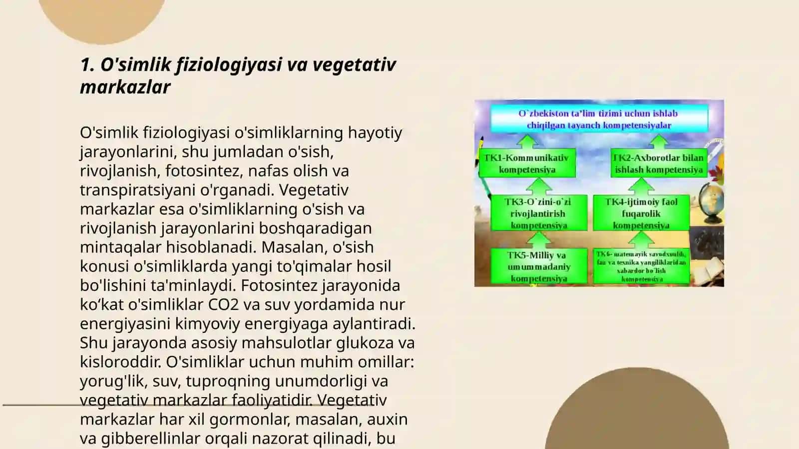 O'simlik fiziologiyasi va vegetativ markazlar 3