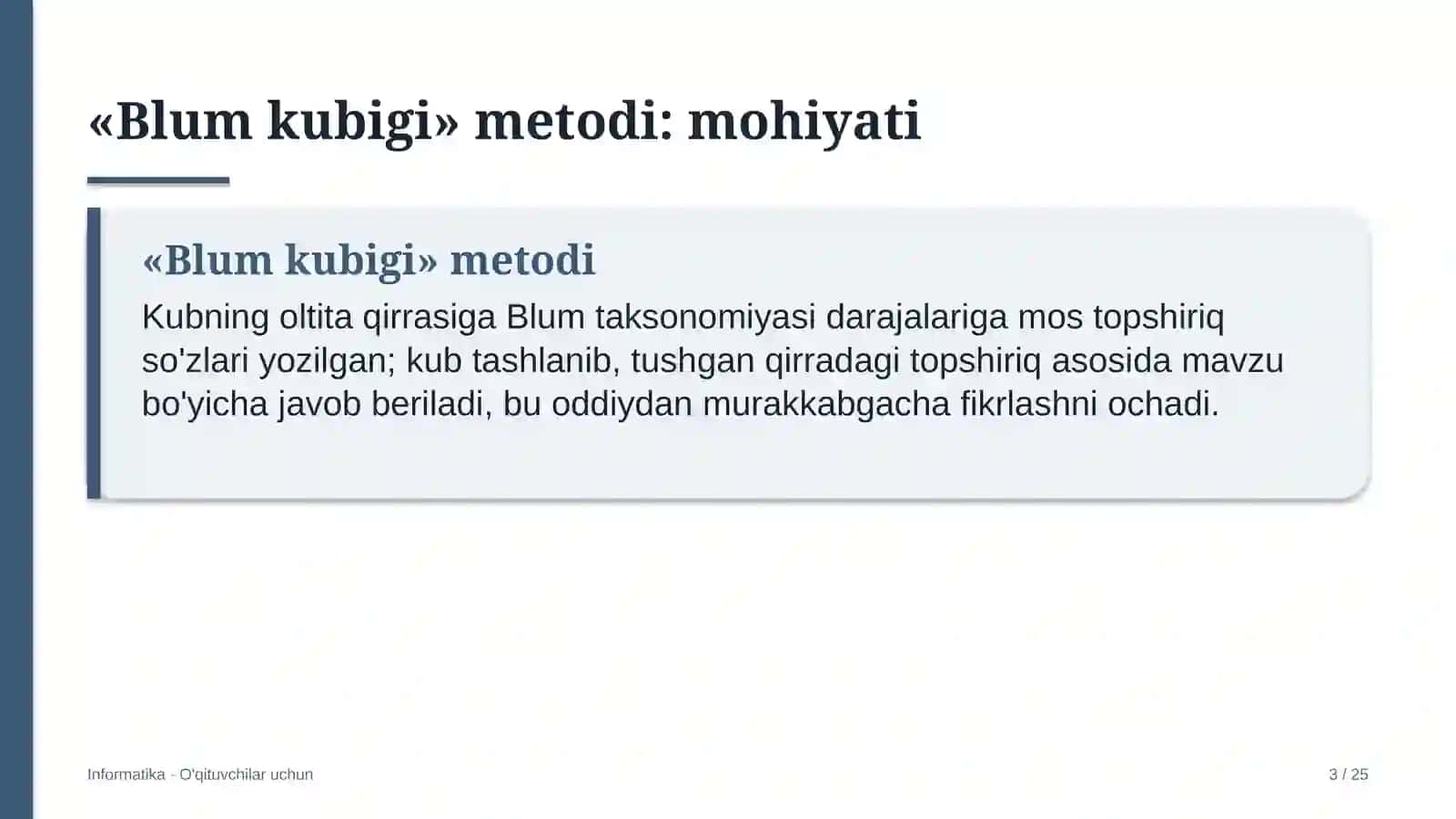 informatika darslarida blum kubigi metodidan foydalanish 2032 3