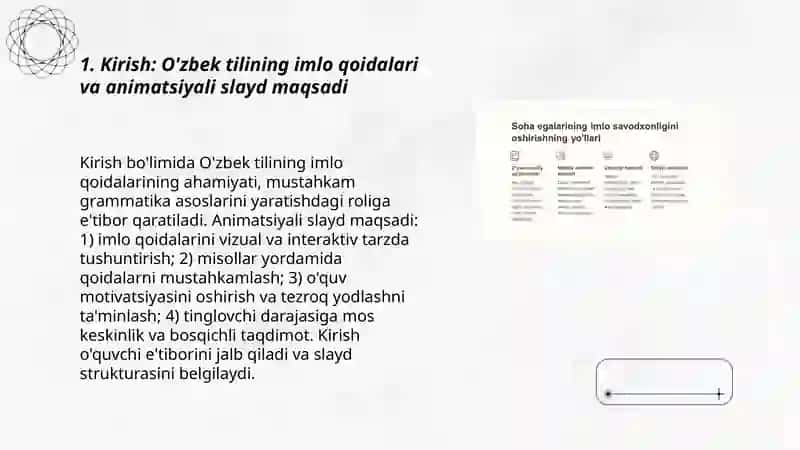 O'zbek tilining asosiy imlo qoidalari (annimatsiyali slayd tayyorlash) 3