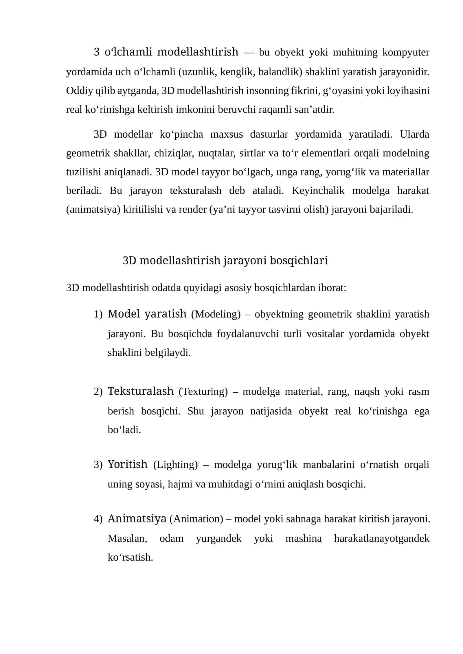 "Kompyuterda 3 o‘lchamli modellashtirish dasturlari. 3D Studio MAX" mavzusida referat 3