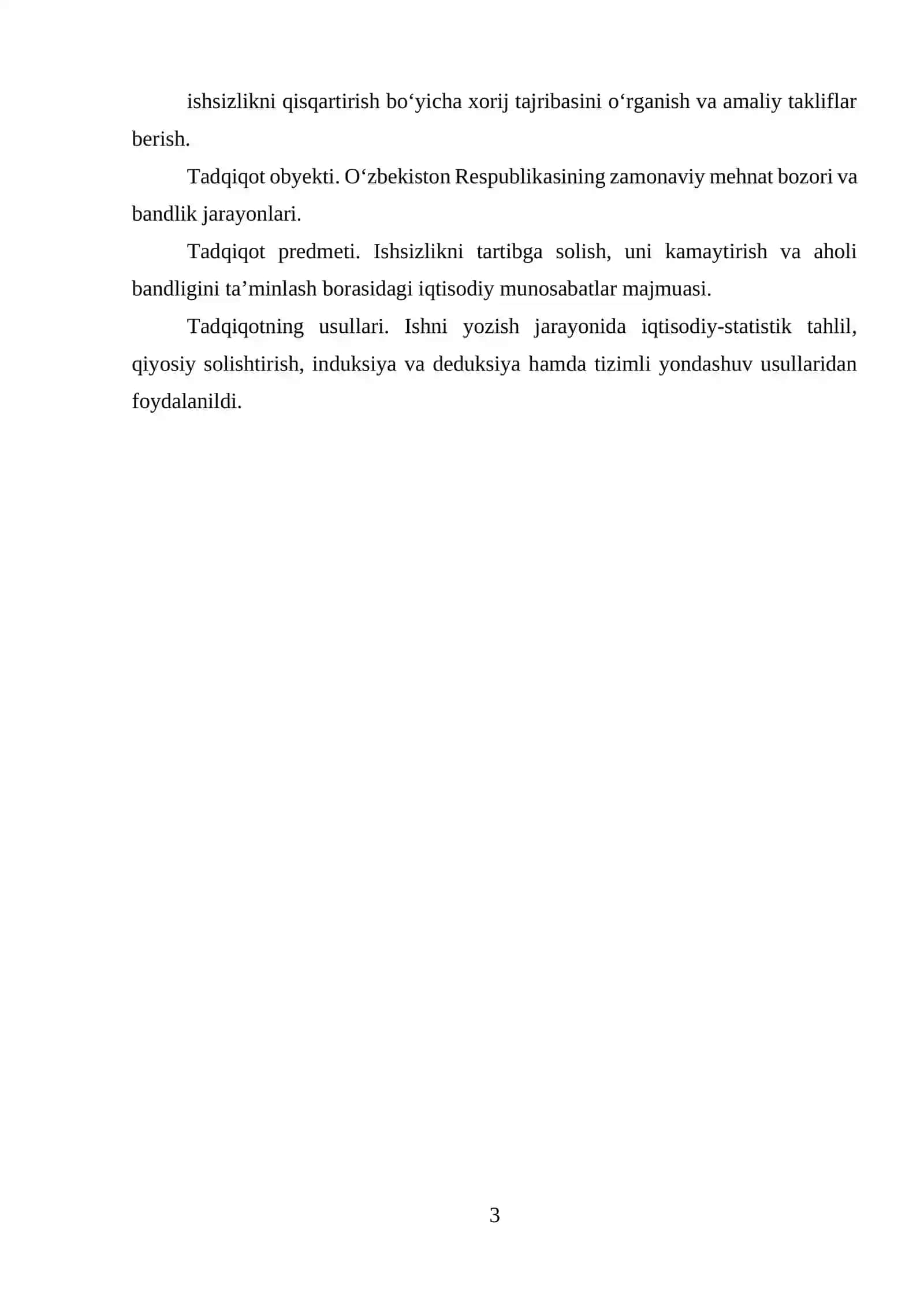 O’ZBEKISTONDA ISHSIZLIK: ZAMONAVIY SHAKLLARI, SABABLARI, KAMAYTIRISH USULLARI 3