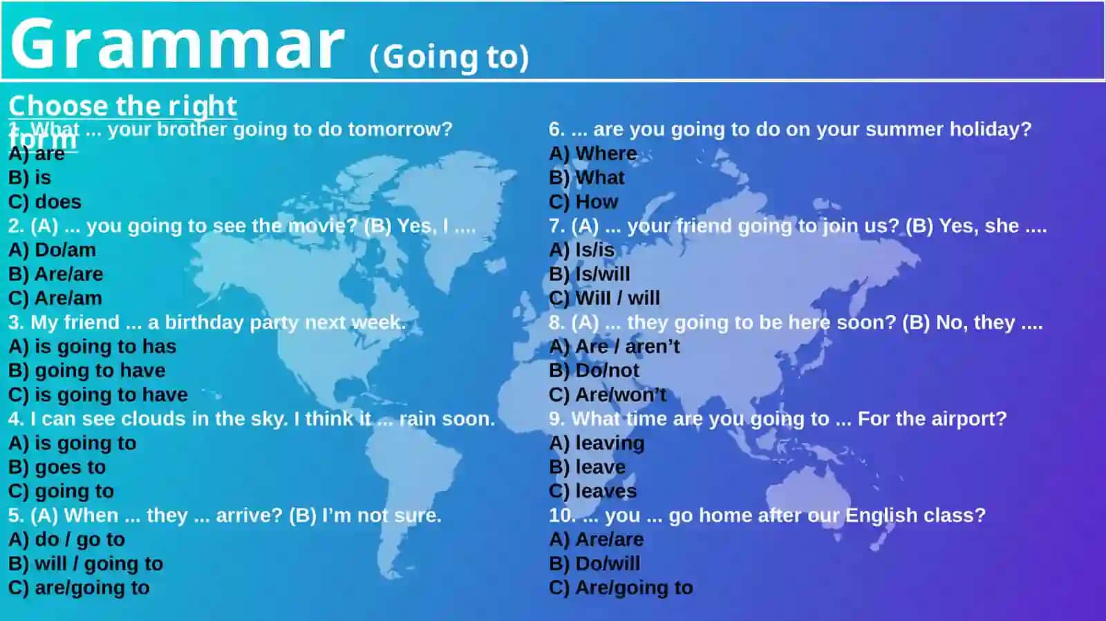 Final Test Preparation Grammar(Going to) 3