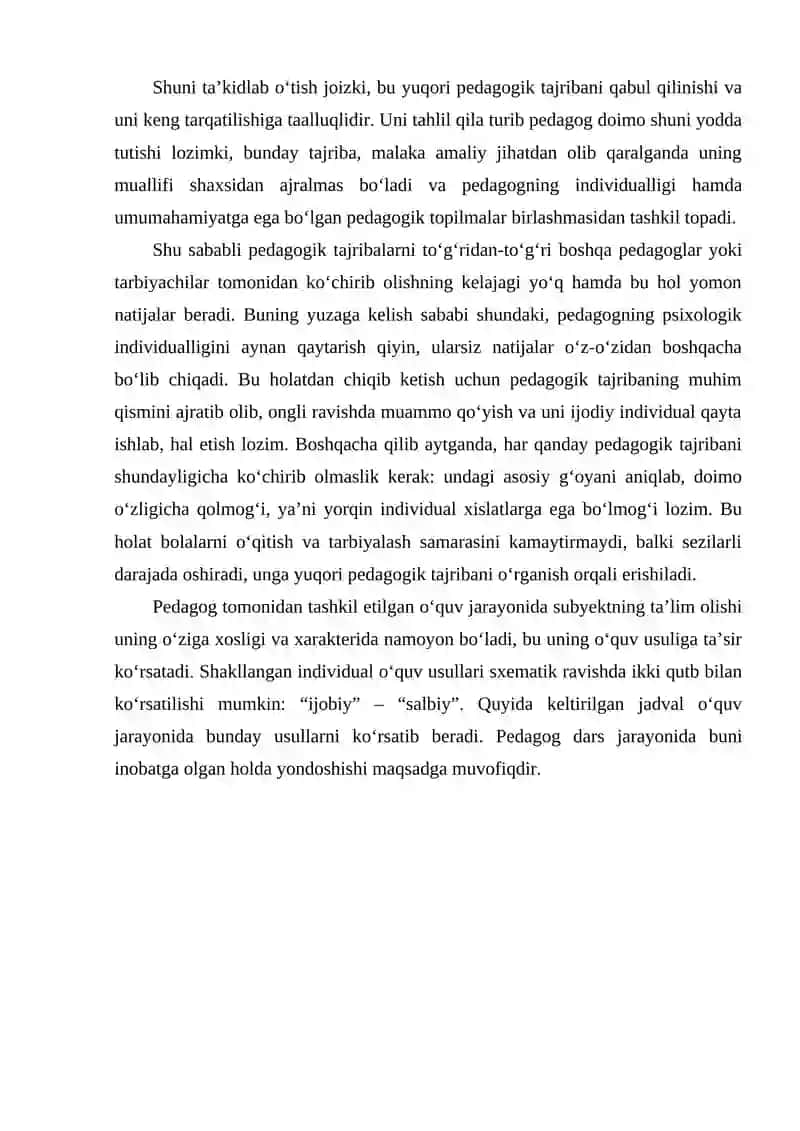 Pedagogning individual faoliyat uslubi 3