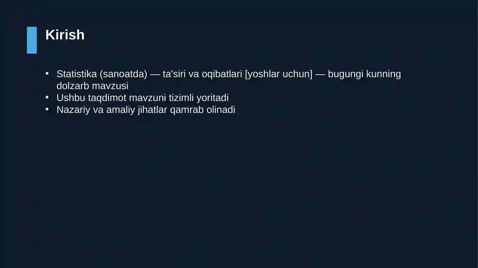 Statistika (sanoatda) — ta'siri va oqibatlari [yoshlar uchun] 3