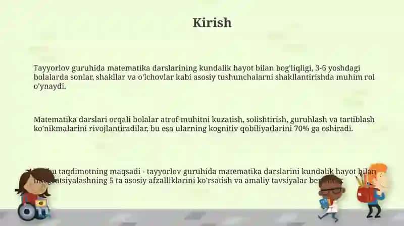Maktabga tayyorlov guruh matematika mashgʻulotlarini kundalik turmush bilan bogʻlash 3