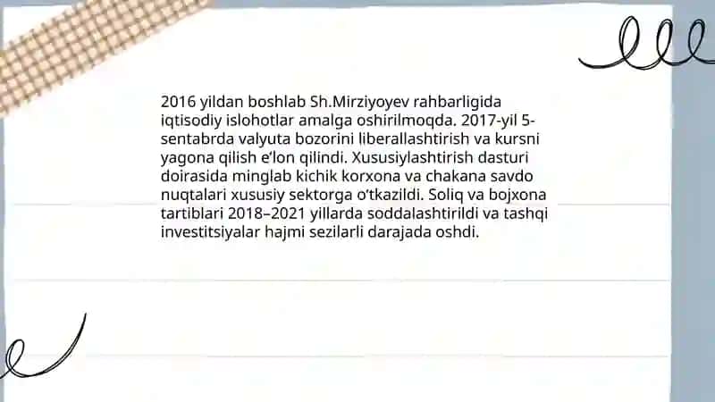 Iqtisodiy islohotlar: bozorni liberallashtirish va xususiylashtirish 3