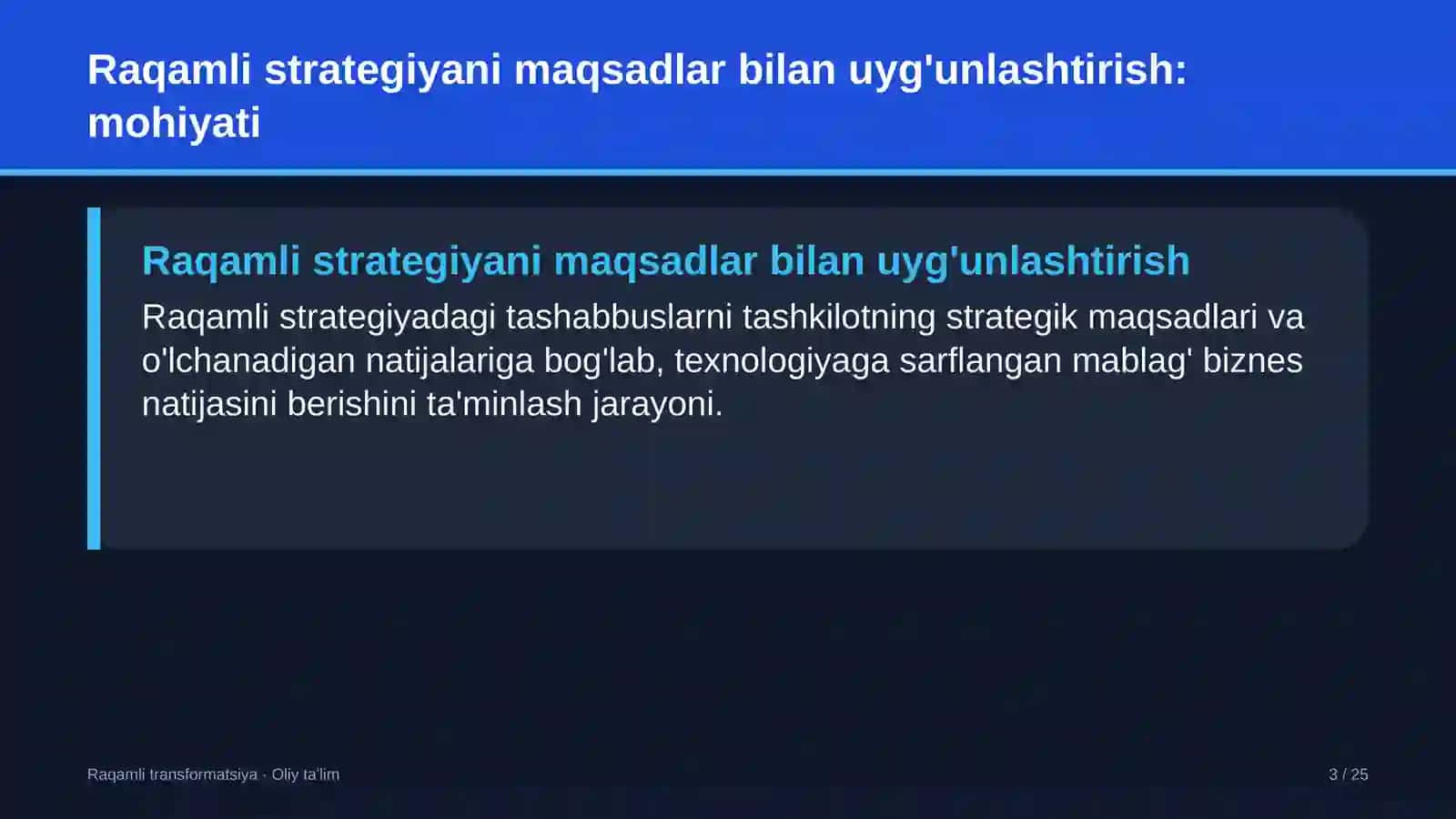 Raqamli transformatsiya · Oliy ta'lim 3