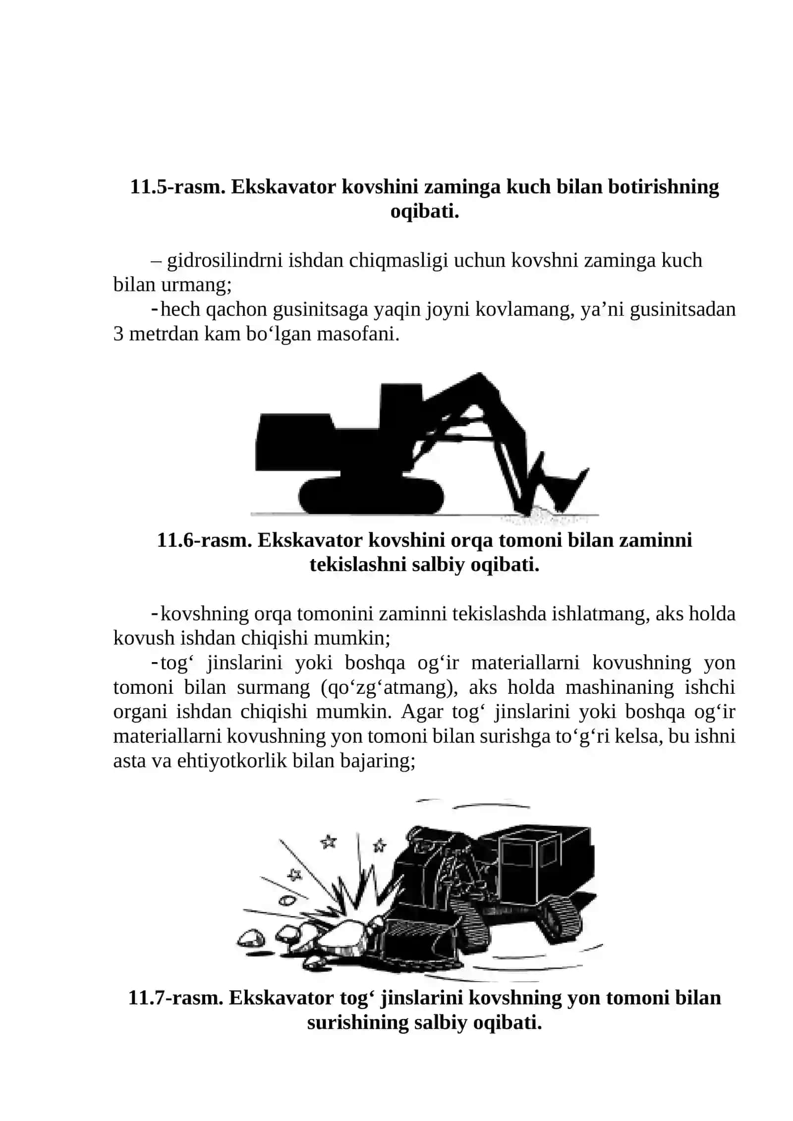 Bir cho‘michli ekskavatorlarni ishlatishdagi хavfsizlik qoidalari 3