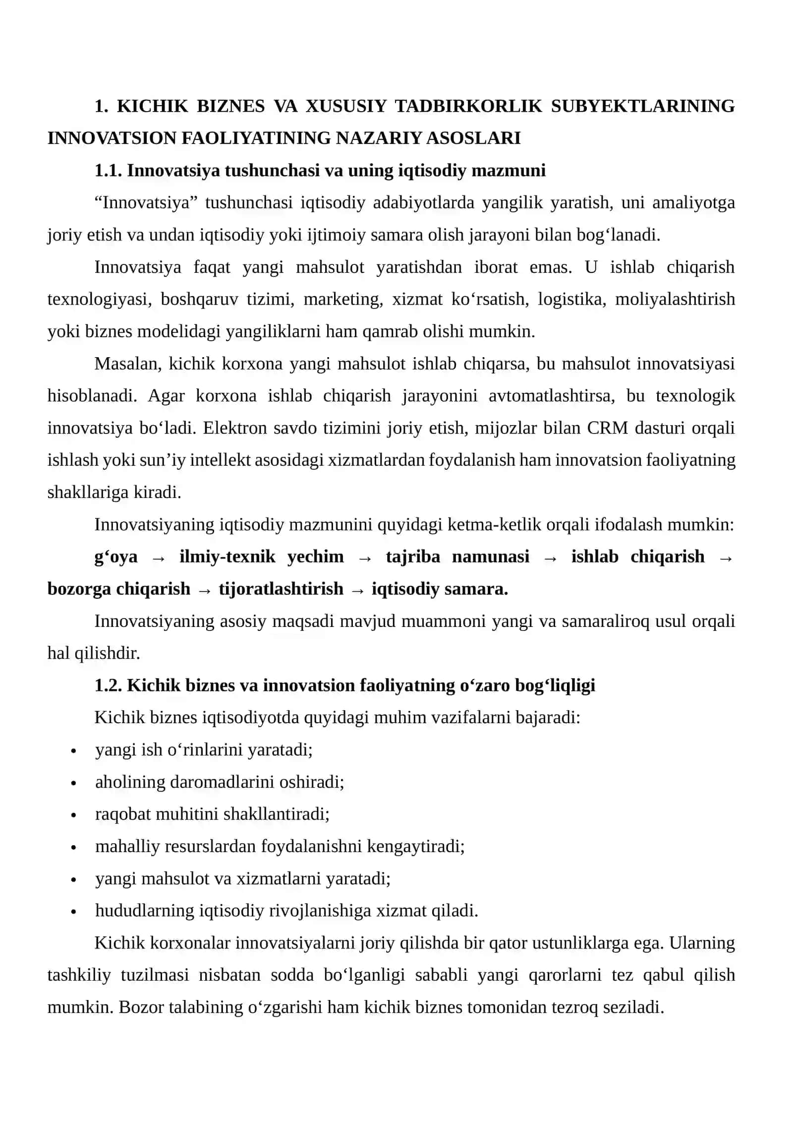 KICHIK BIZNES VA XUSUSIY TADBIRKORLIK SUBYEKTLARINING INNOVATSION FAOLLIGINI OSHIRISH 3