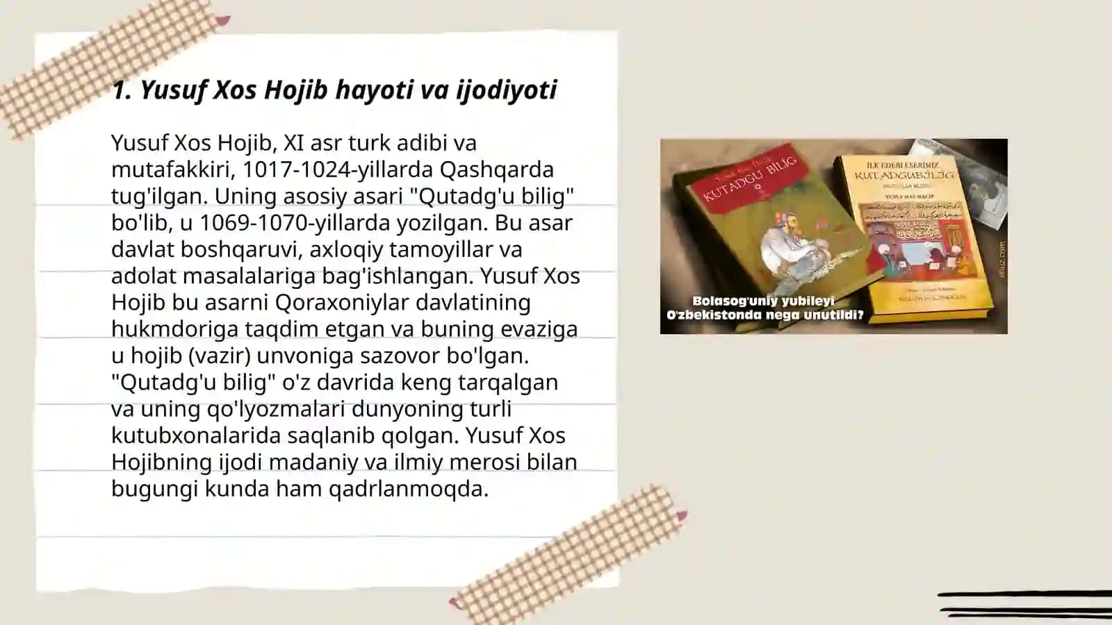 Yusuf Xos Hojibning "Qutadgʻu bilig" dostoni tahlili 3