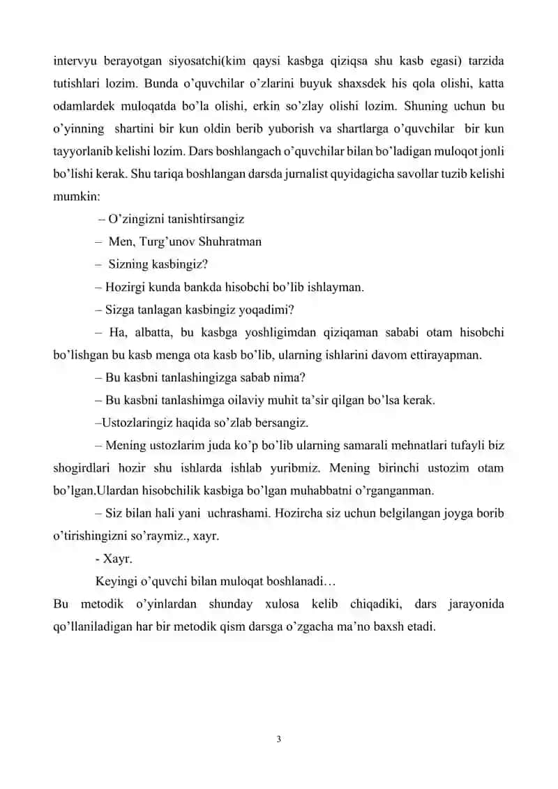 O’QITUVCHILAR KASBIY MAHORATINI SHAKLLANTIRISHDA METODIK O’YINLARDAN FOYDALANISH 3