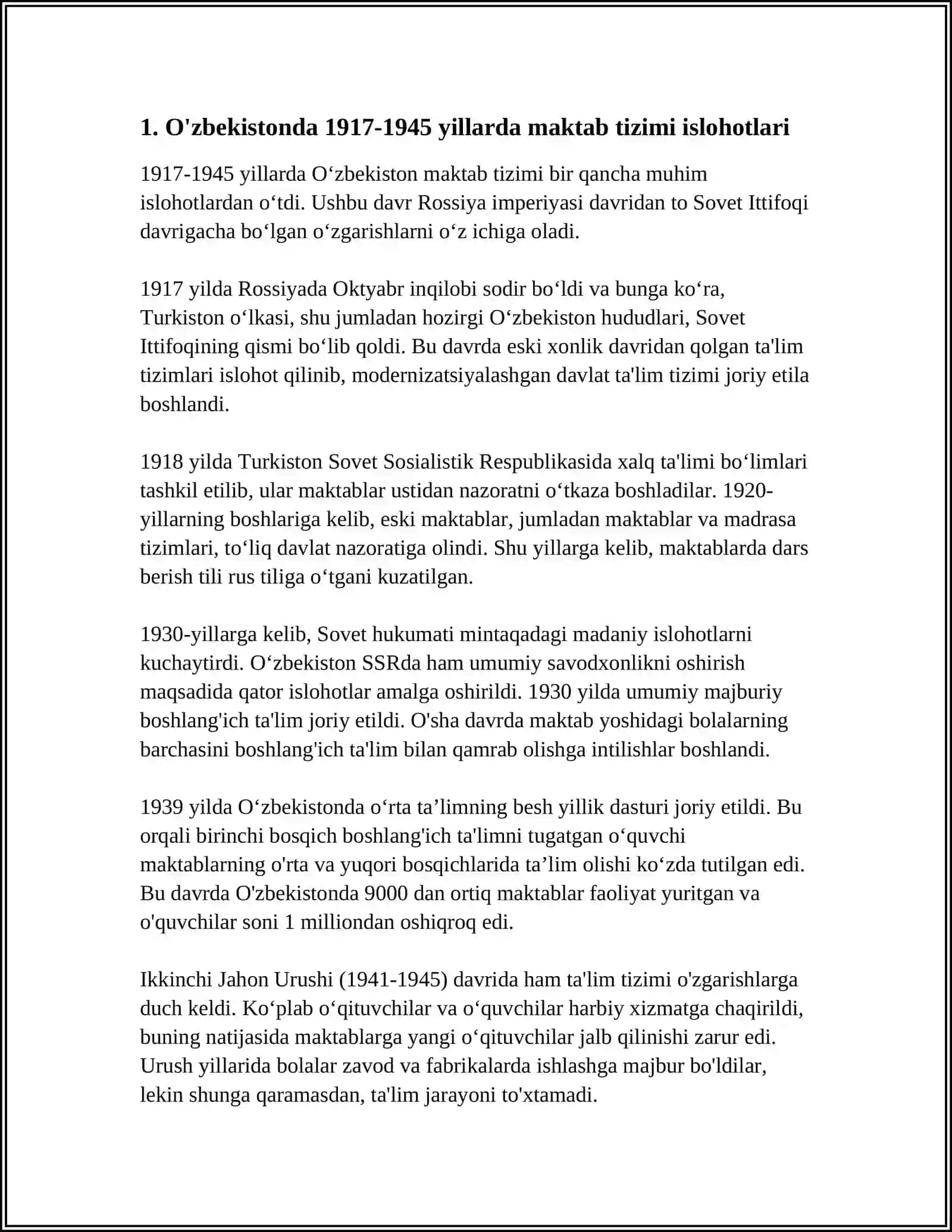 1917-1945- YILLARDA O'ZBEKISTONDA MAKTAB VA PEDAGOGIKA FANI 3