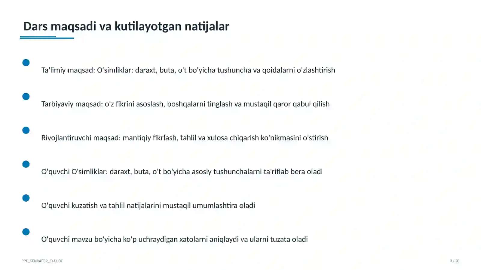 O'simliklar: daraxt, buta, o't (1-sinf) 3