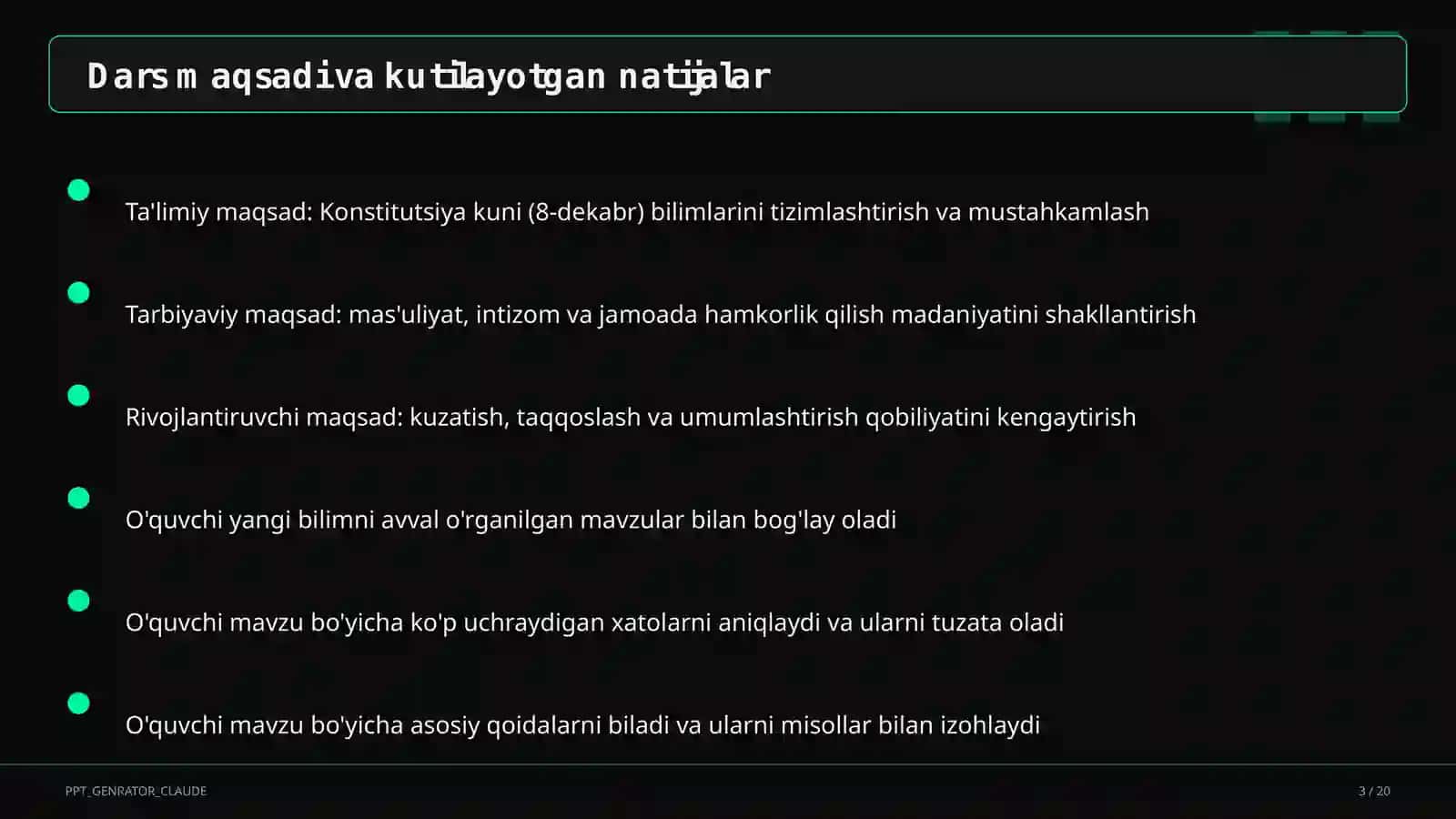 Dars rejasi 3