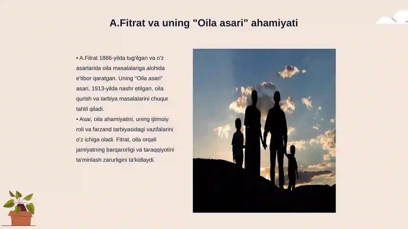 A.Fitratning "Oila asari"dagi oila qurish tartiblari va farzand tarbiyasiga oid g'oyalar 3
