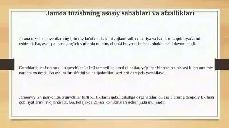 Jamoa tuzishning asoslari 3