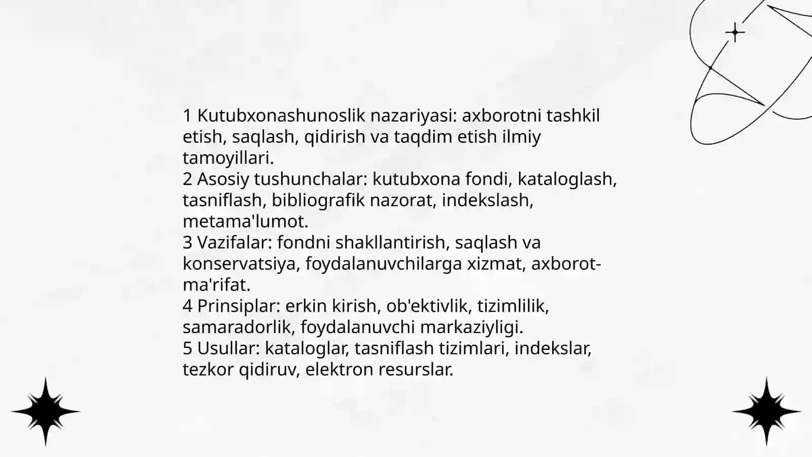 Kutubxonashunlikning asosiy konsussiyasi 3