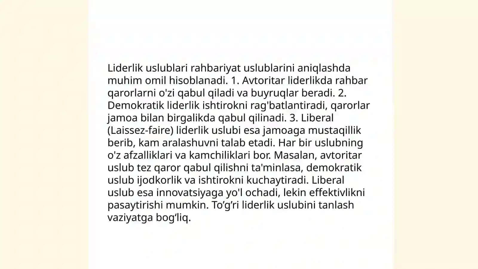 Liderlikning xulq -atvori konsepsiyasi 3