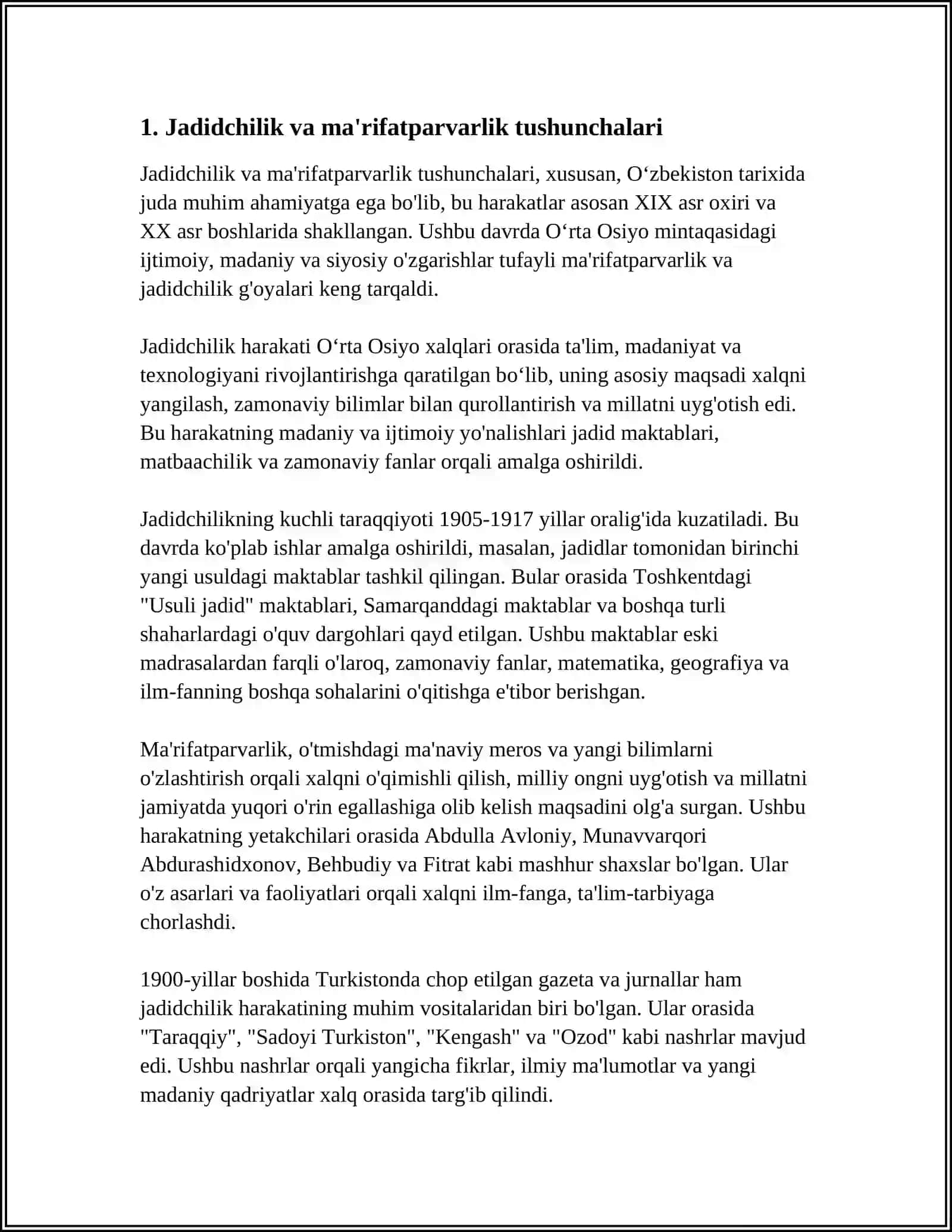 JADID MA’RIFATPARVARLARNING O’LKA IJTIMOIY-MA’NAVIY HAYOTIDA TUTGAN O’RNI 3