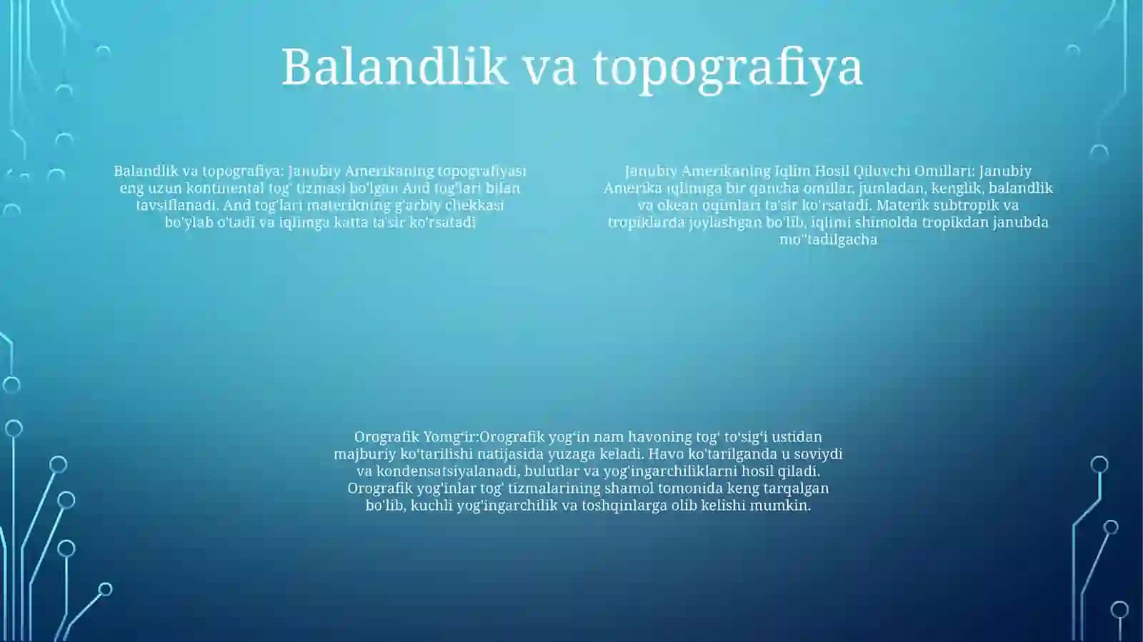Janubiy Amerikaning Iqlim Hosil Qiluvchi Omillari 3