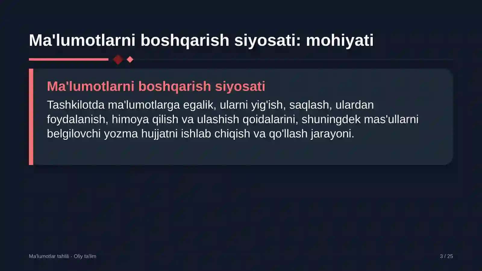 marosim xizmatlarida ma'lumotlarni boshqarish siyosatini ishlab chiqish 4084 3