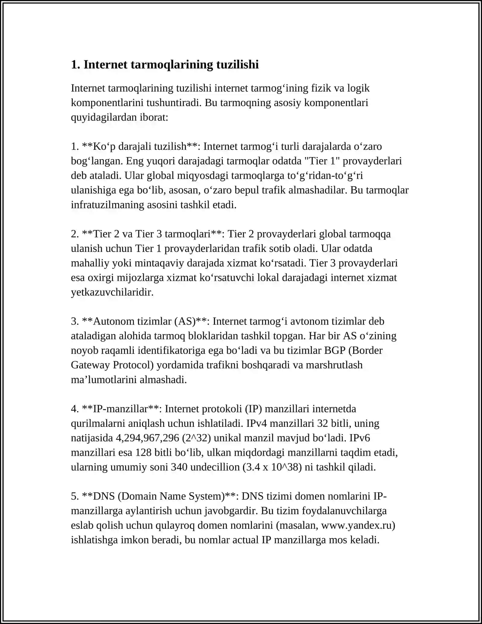 INTERNET TARMOQLARIDA AXBOROT MAKONI HAQIDA TUSHUNCHA BERISH 3