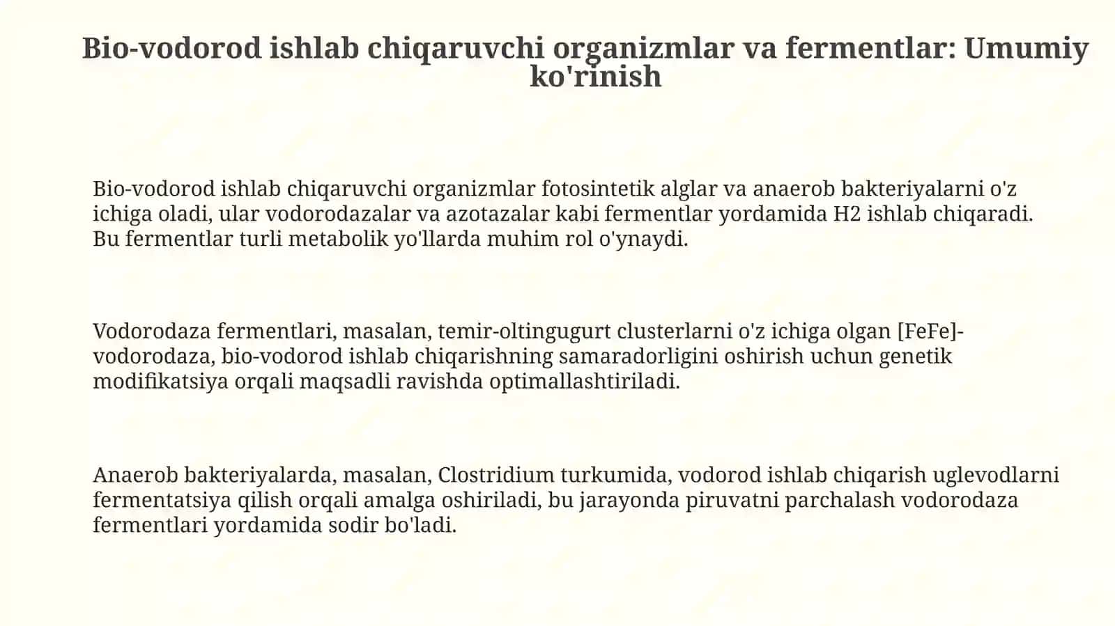 Biovodorod ishlab chiquvchi organizmlar va ularning fermentlari 3