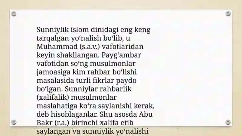 Islom dinida asosiy yo’nalishlar 3
