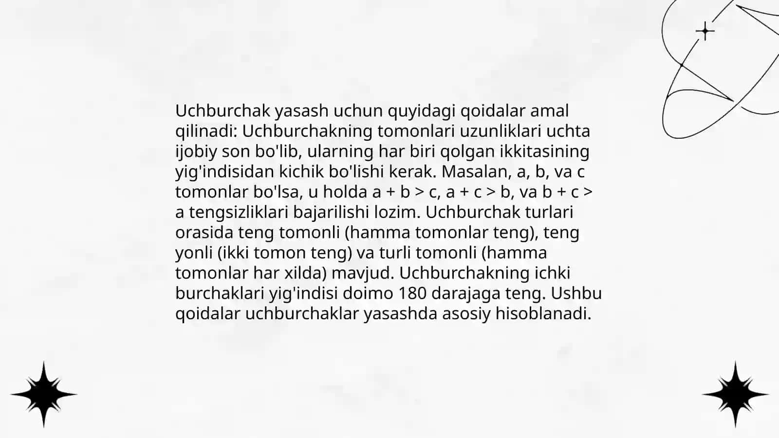 Uchburchak Yasash Qoidalari 3