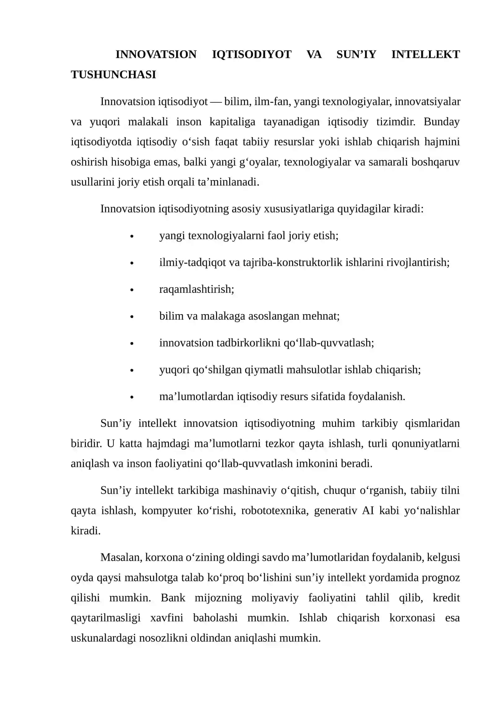 INNOVATSION IQTISODIYOTDA SUN'IY INTELLEKTDAN FOYDALANISH USULLARI 3