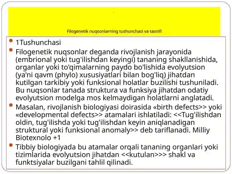 Filogenetik nuqsonlar 3