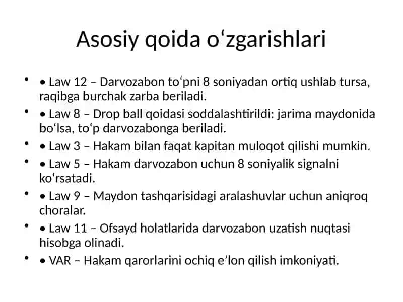 Futbol o‘yini qoidalaridagi o‘zgarishlar (2025/26) 3